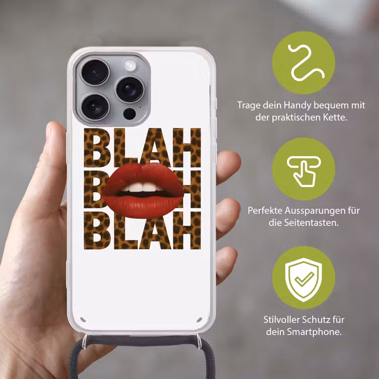 Lip - Rood - Quote Hoesje iPhone 16 Pro Max met koord klein -sfeer2_DE
