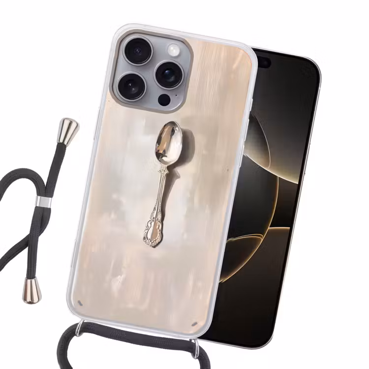 Lepel - Verf - Zilver Hoesje iPhone 16 Pro Max met koord klein -sfeer1