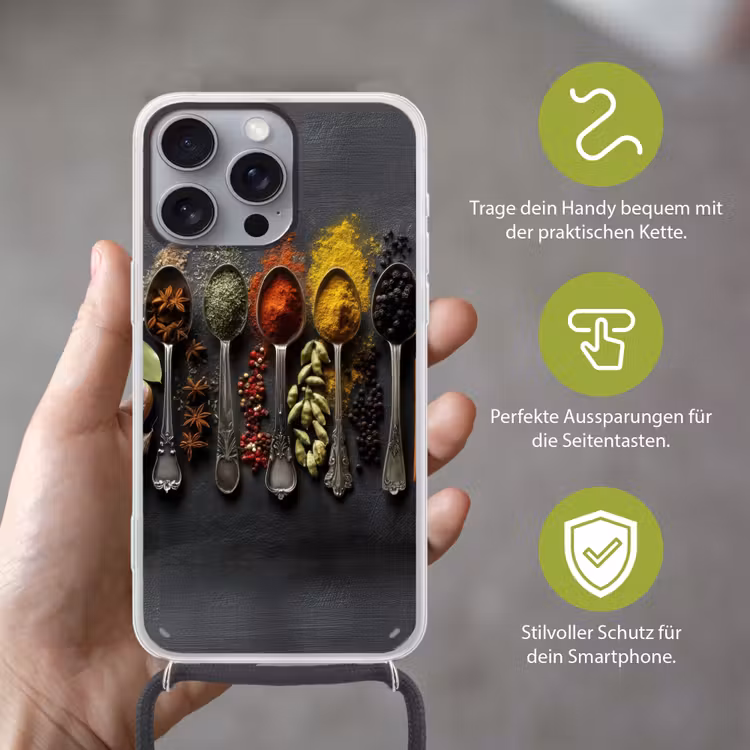 Lepels - Specerijen - Kaneel - Chili Hoesje iPhone 16 Pro Max met koord klein -sfeer2_DE