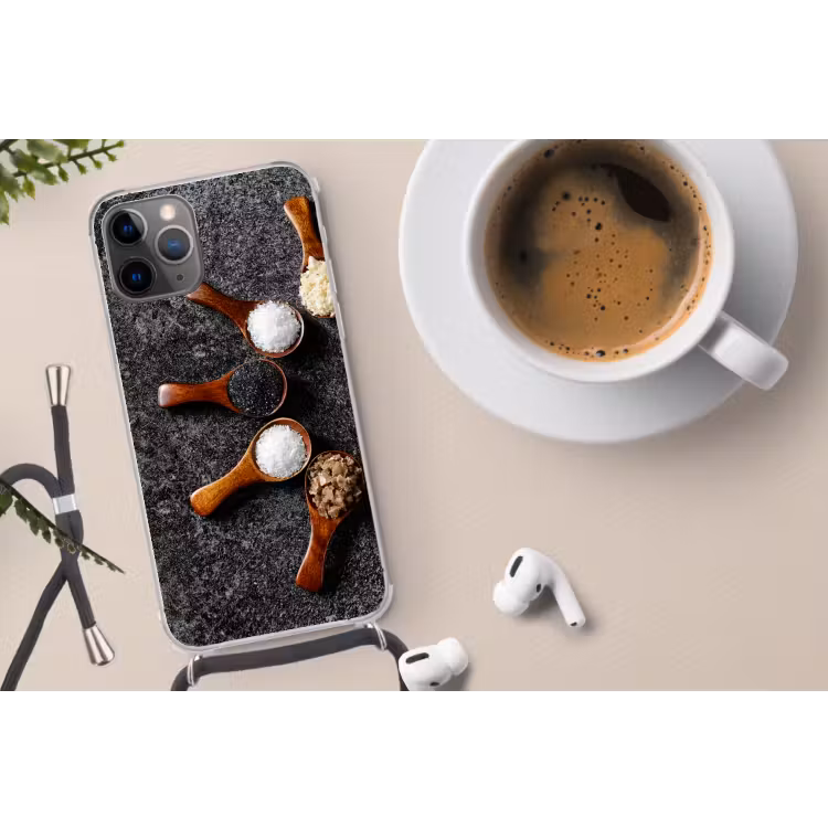 Lepel - Kruiden - Specerijen - Keuken - Industrieel Hoesje iPhone 12 Pro met koord klein -oordop