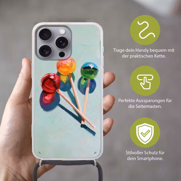 Lollys - Schaduw - Drie - Blauw Hoesje iPhone 16 Pro Max met koord klein -sfeer2_DE