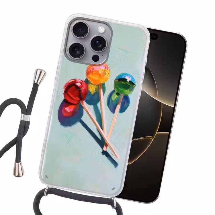 Lollys - Schaduw - Drie - Blauw Hoesje iPhone 16 Pro Max met koord klein -sfeer1