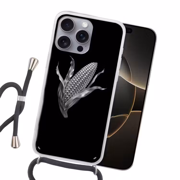 Maïskolf - Glanzend metaal - Elegant Hoesje iPhone 16 Pro Max met koord klein -sfeer1