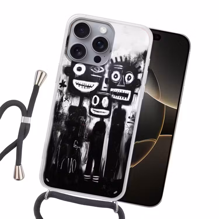 Schilderij - Figuren - Zwart - Abstract Hoesje iPhone 16 Pro Max met koord klein -sfeer1