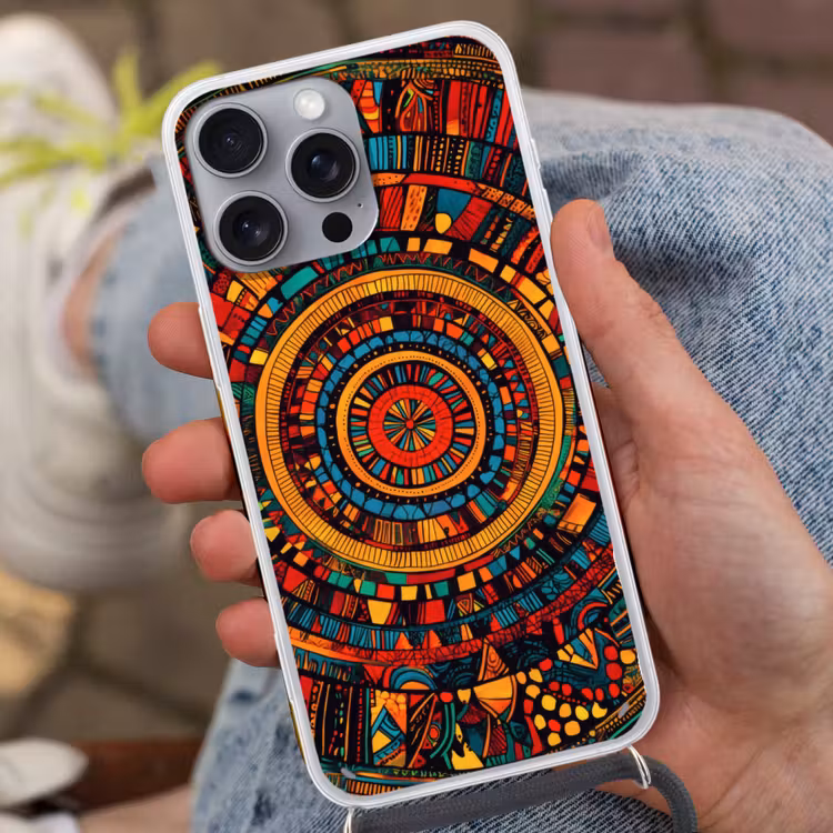 Mandala - Cirkels - Patronen Hoesje iPhone 16 Pro Max met koord klein -sfeer3