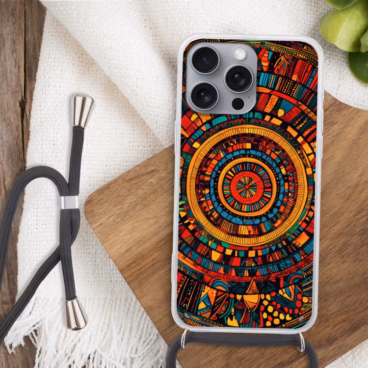 Mandala - Cirkels - Patronen Hoesje iPhone 16 Pro Max met koord klein -sfeer4