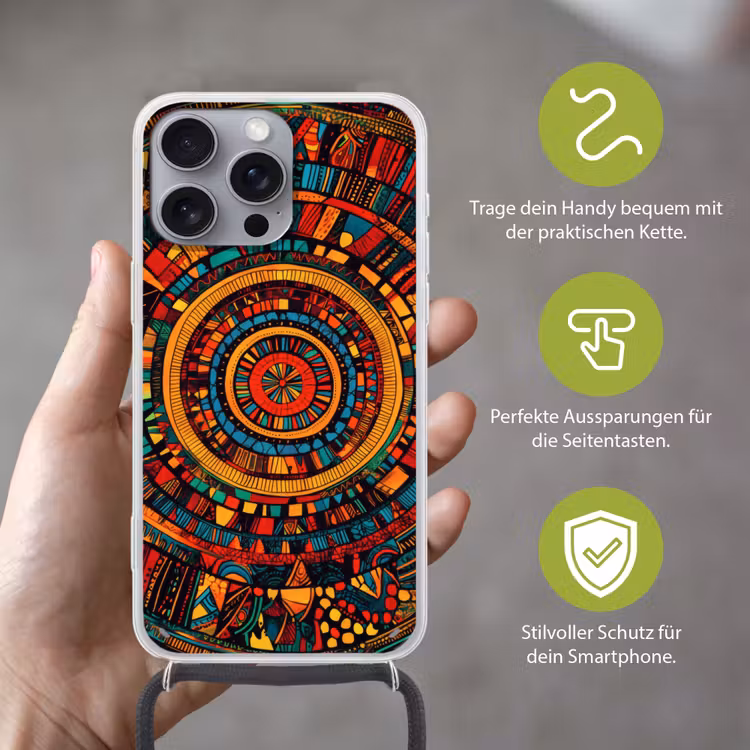 Mandala - Cirkels - Patronen Hoesje iPhone 16 Pro Max met koord klein -sfeer2_DE