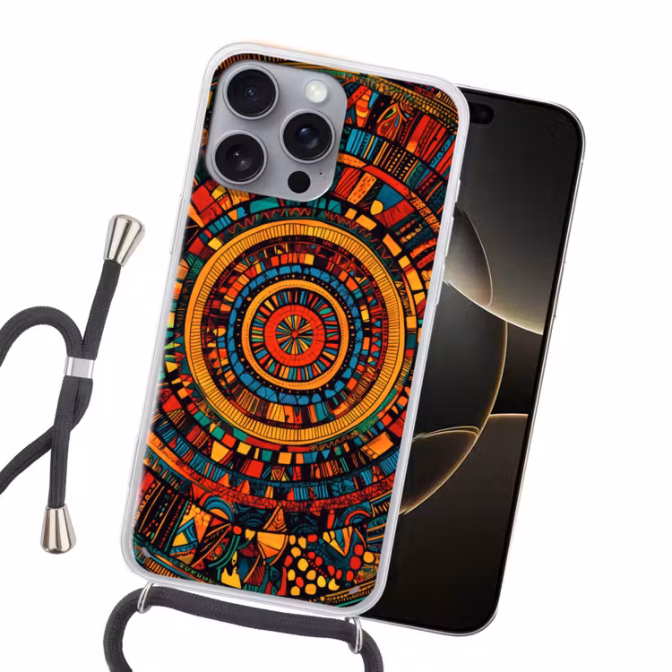 Mandala - Cirkels - Patronen Hoesje iPhone 16 Pro Max met koord klein -sfeer1