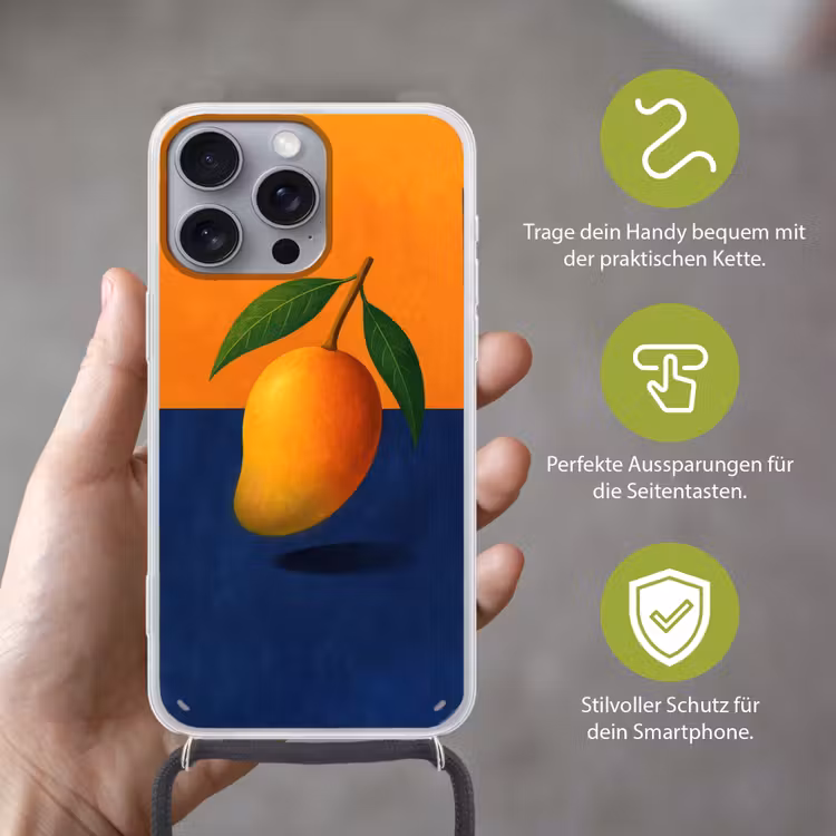 Mango - Vlakken - Bladeren - Oranje Hoesje iPhone 16 Pro Max met koord klein -sfeer2_DE