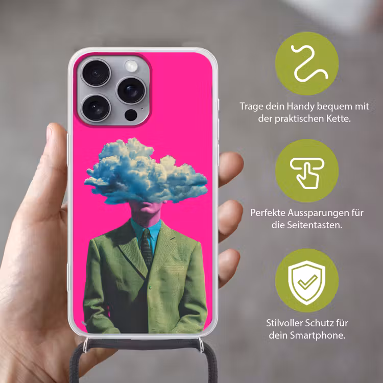 Man - Pak - Wolk - Roze Hoesje iPhone 16 Pro Max met koord klein -sfeer2_DE