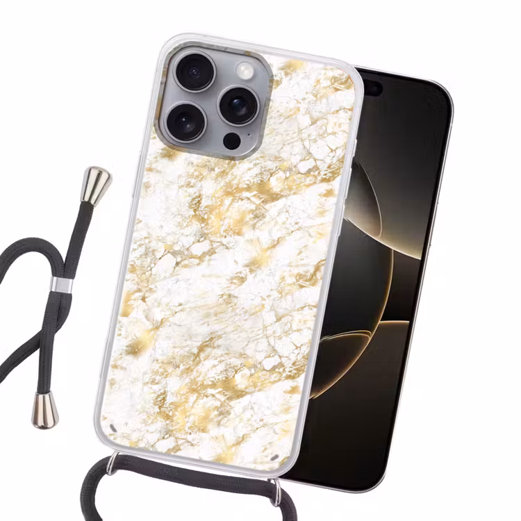 Marmer - Goud - Structuur Hoesje iPhone 16 Pro Max met koord klein 804 -sfeer1