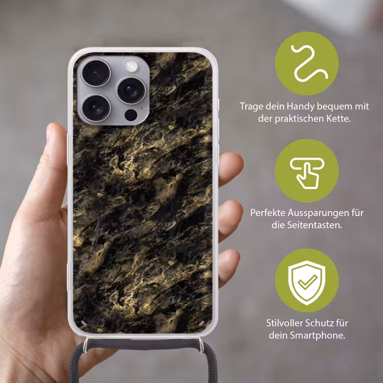 Marmer - Zwart - Goud Hoesje iPhone 16 Pro Max met koord klein 804 -sfeer2_DE