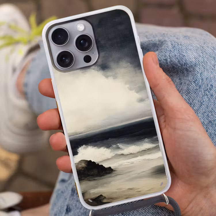 Zee - Rotsen - Storm Hoesje iPhone 16 Pro Max met koord klein -sfeer3