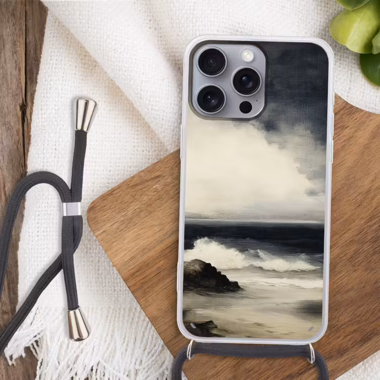 Zee - Rotsen - Storm Hoesje iPhone 16 Pro Max met koord klein -sfeer4