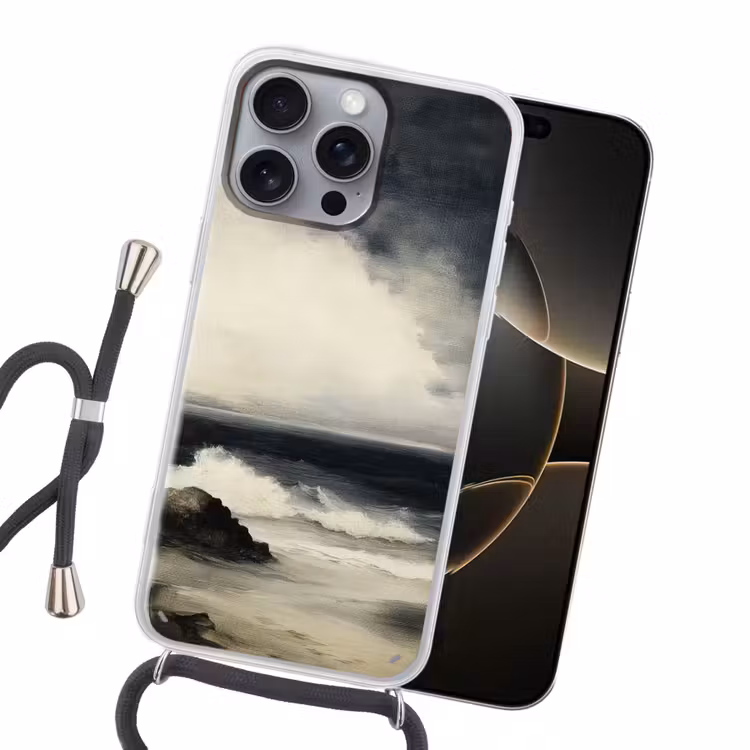 Zee - Rotsen - Storm Hoesje iPhone 16 Pro Max met koord klein -sfeer1