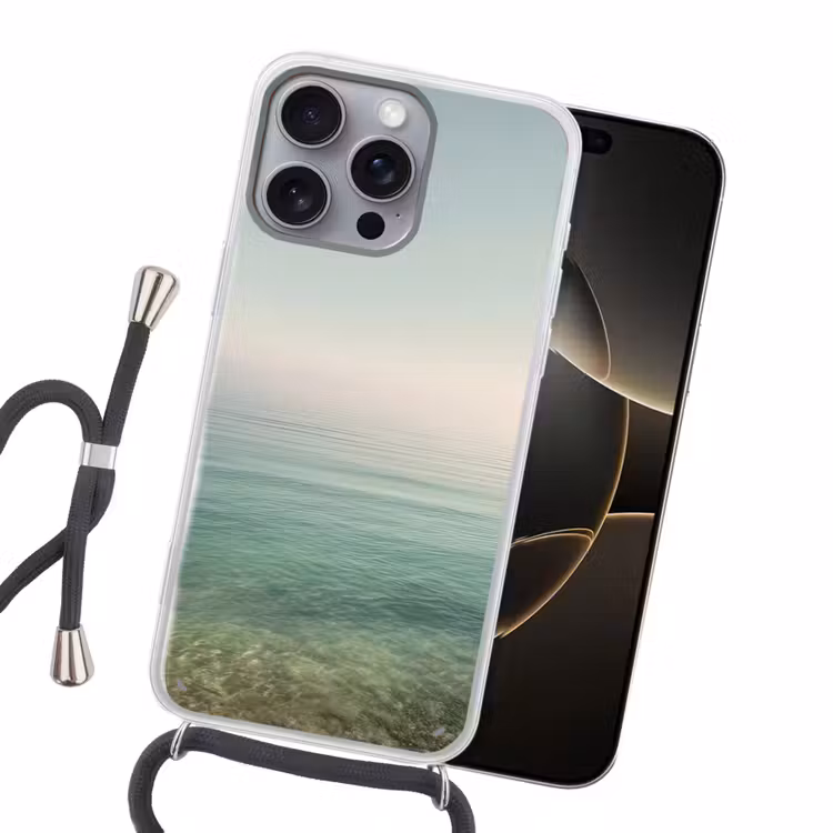Zee - Horizon - Blauw - Mist Hoesje iPhone 16 Pro Max met koord klein -sfeer1