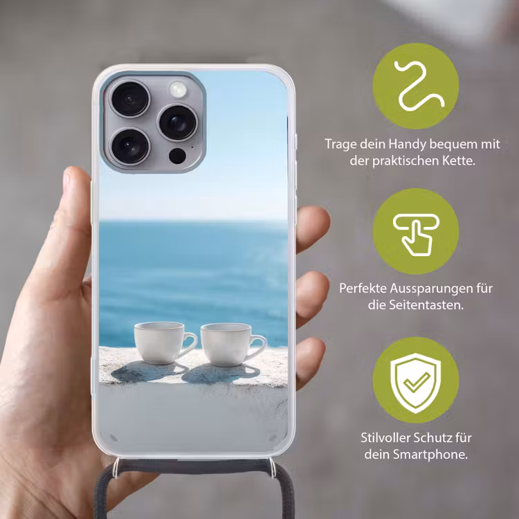 Zee - Koffiekopjes - Zomers Hoesje iPhone 16 Pro Max met koord klein -sfeer2_DE