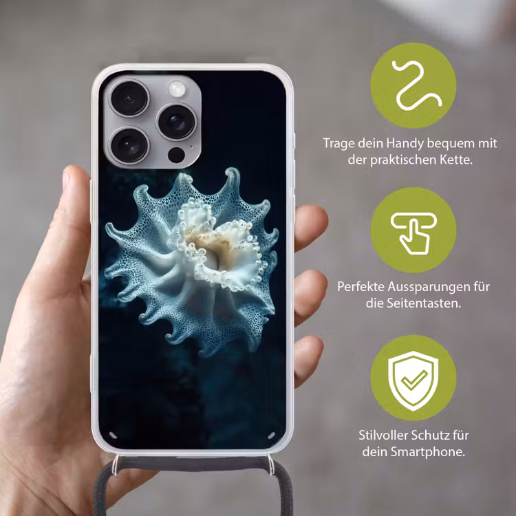 Zeewezen - Wit - Golven - Water Hoesje iPhone 16 Pro Max met koord klein -sfeer2_DE