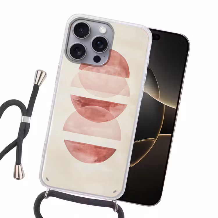 Minimalistisch - Cirkels - Roze Hoesje iPhone 16 Pro Max met koord klein -sfeer1