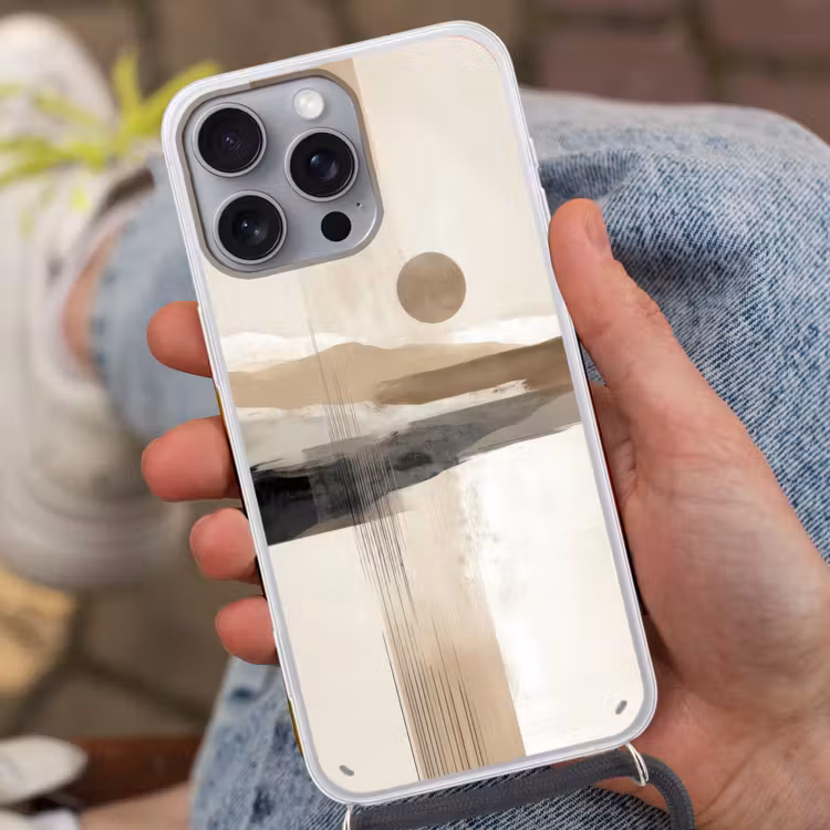 Minimalistisch - Landschap - Dimensie Hoesje iPhone 16 Pro Max met koord klein -sfeer3