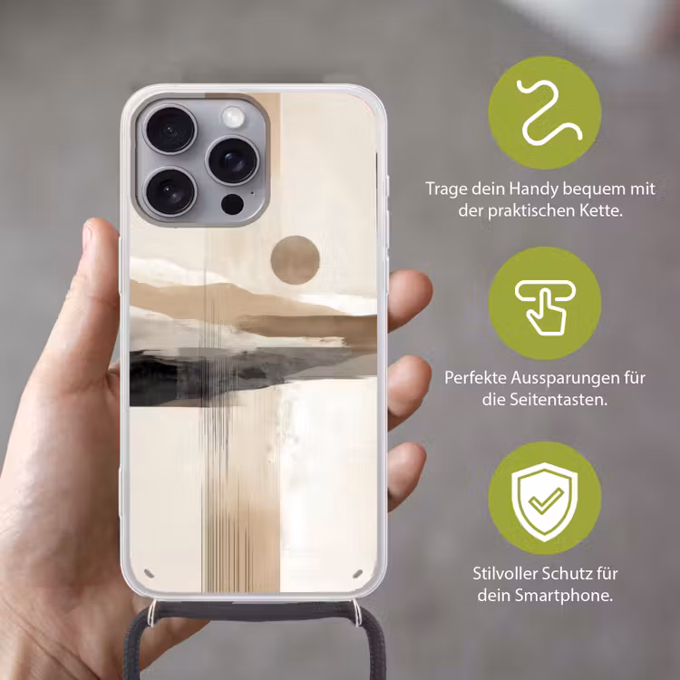 Minimalistisch - Landschap - Dimensie Hoesje iPhone 16 Pro Max met koord klein -sfeer2_DE