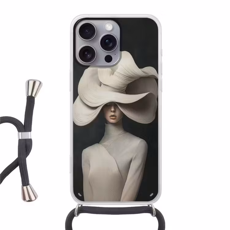 Modern - Vrouw - Hoed Hoesje iPhone 16 Pro Max met koord klein -3d