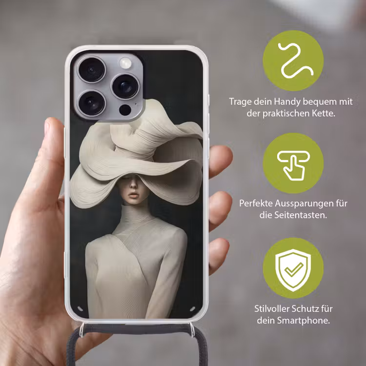 Modern - Vrouw - Hoed Hoesje iPhone 16 Pro Max met koord klein -sfeer2_DE