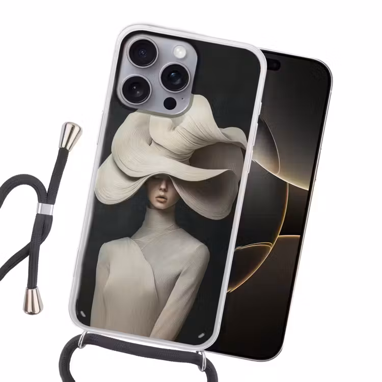 Modern - Vrouw - Hoed Hoesje iPhone 16 Pro Max met koord klein -sfeer1