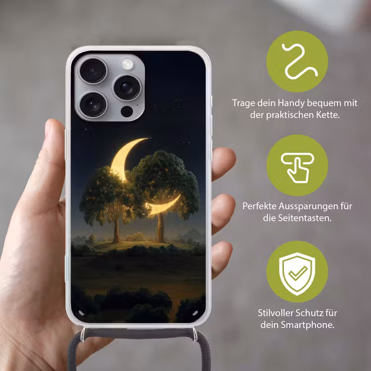 Maan - Bomen - Rust Hoesje iPhone 16 Pro Max met koord klein -sfeer2_DE