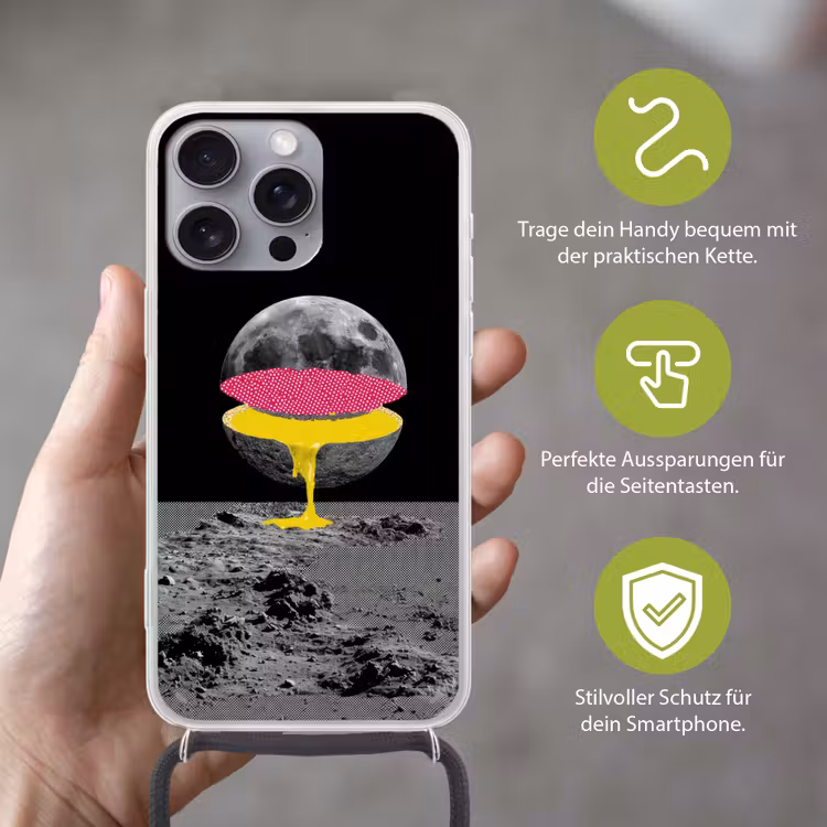 Maan - Geel - Roze - Zwart Hoesje iPhone 16 Pro Max met koord klein -sfeer2_DE