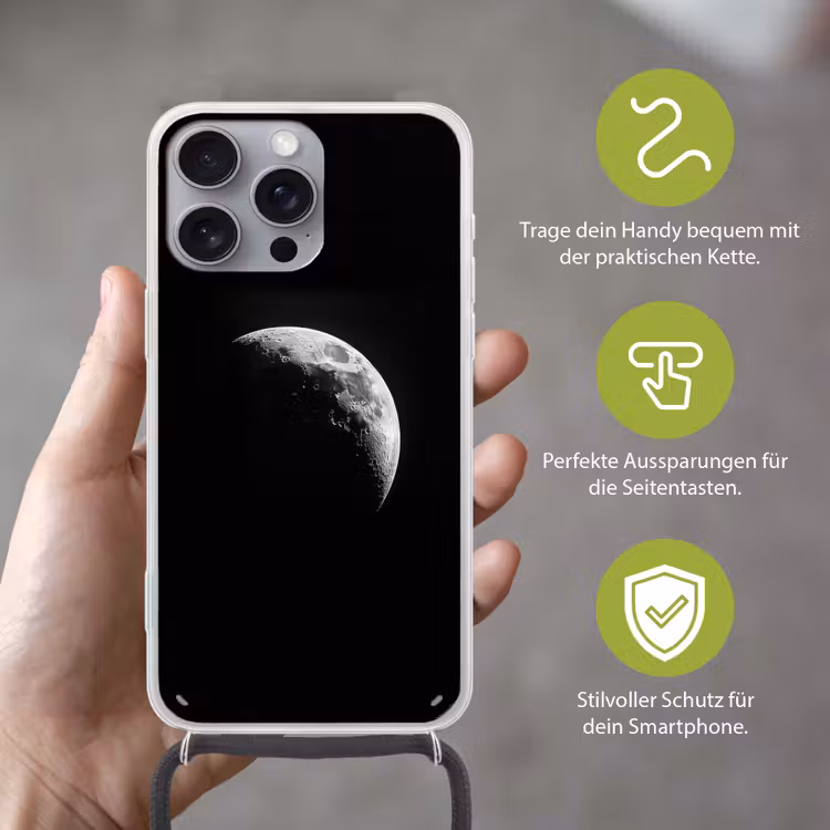 Maan - Hemel - Zwart - Schaduw Hoesje iPhone 16 Pro Max met koord klein -sfeer2_DE