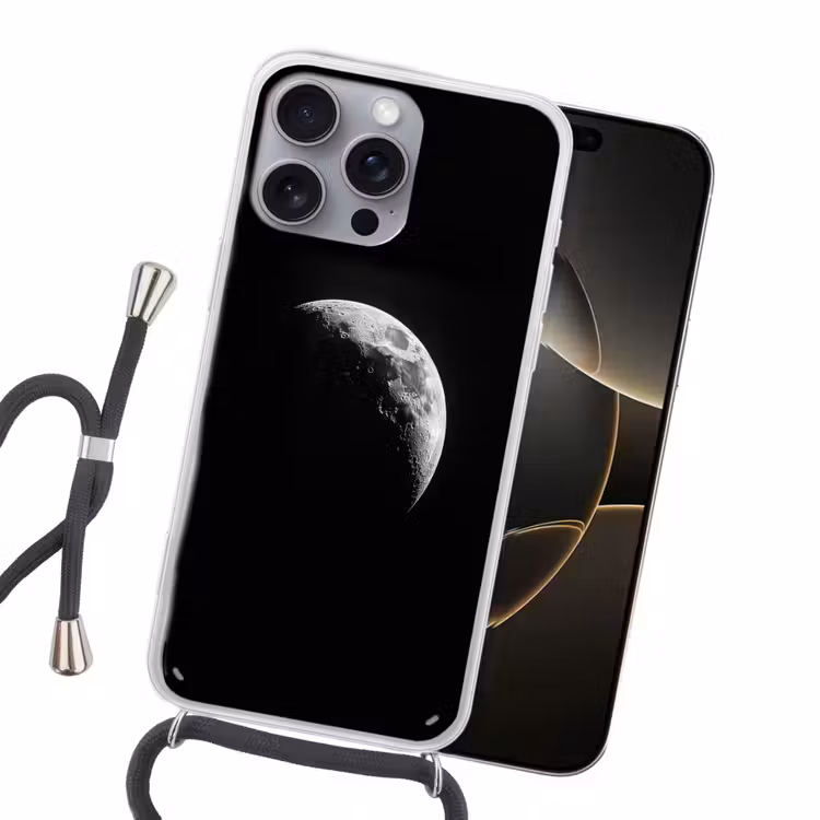 Maan - Hemel - Zwart - Schaduw Hoesje iPhone 16 Pro Max met koord klein -sfeer1
