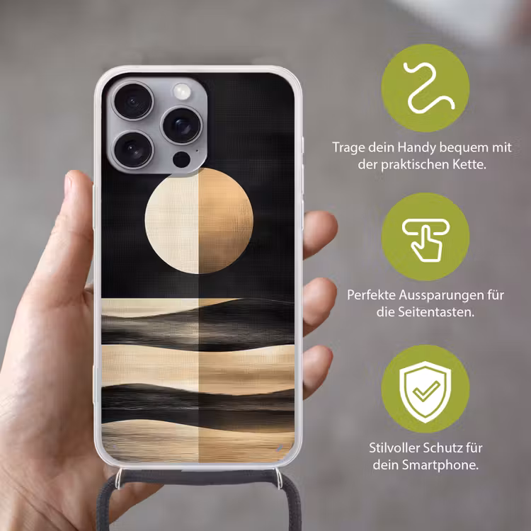 Maan - Cirkel - Goud Hoesje iPhone 16 Pro Max met koord klein -sfeer2_DE
