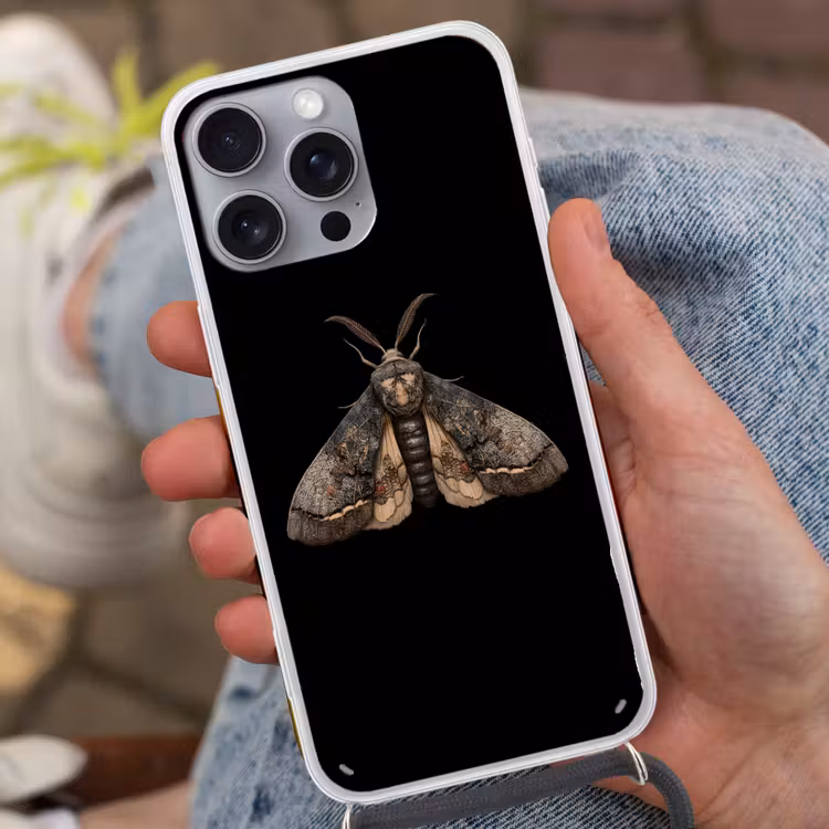 Mot - Bladachtig - Grijs Hoesje iPhone 16 Pro Max met koord klein -sfeer3