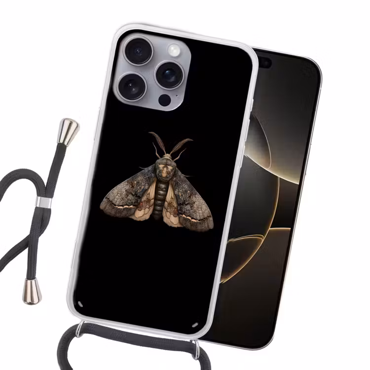 Mot - Bladachtig - Grijs Hoesje iPhone 16 Pro Max met koord klein -sfeer1