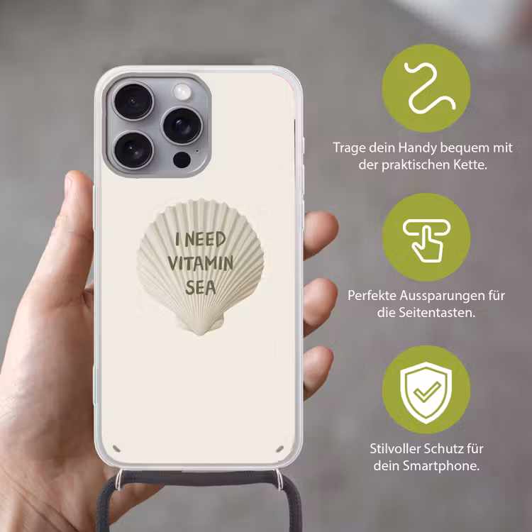 Schelp - Quote - Groen Hoesje iPhone 16 Pro Max met koord klein -sfeer2_DE