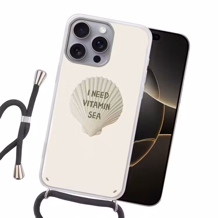 Schelp - Quote - Groen Hoesje iPhone 16 Pro Max met koord klein -sfeer1
