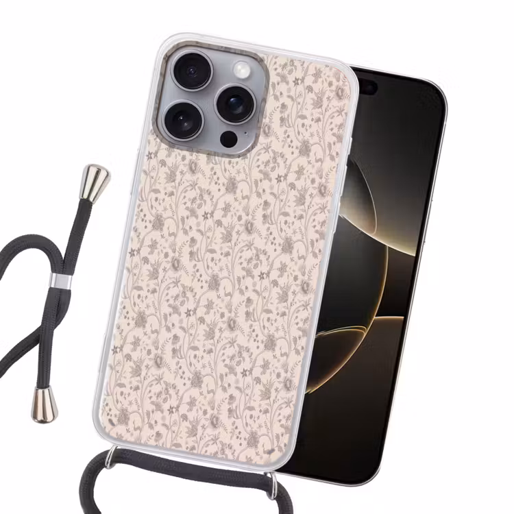 Patroon - Bloemen - Paars Hoesje iPhone 16 Pro Max met koord klein 804 -sfeer1
