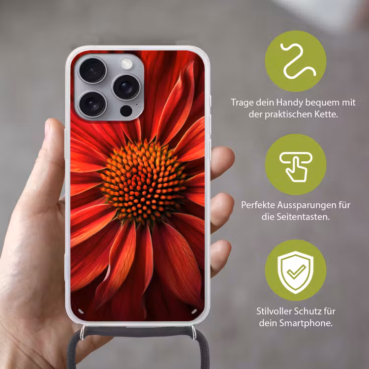 Close up - Bloem- Rood Hoesje iPhone 16 Pro Max met koord klein -sfeer2_DE