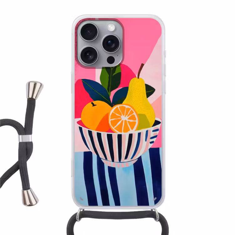 Fruit - Abstracte achtergrond - Roze Hoesje iPhone 16 Pro Max met koord klein -3d