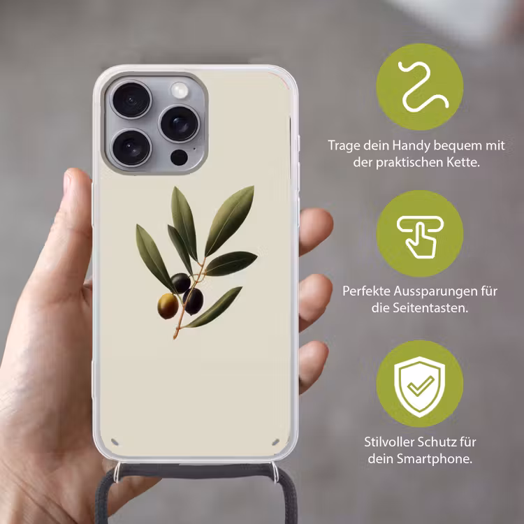 Olijftak - Donkergroen - Olijven Hoesje iPhone 16 Pro Max met koord klein -sfeer2_DE