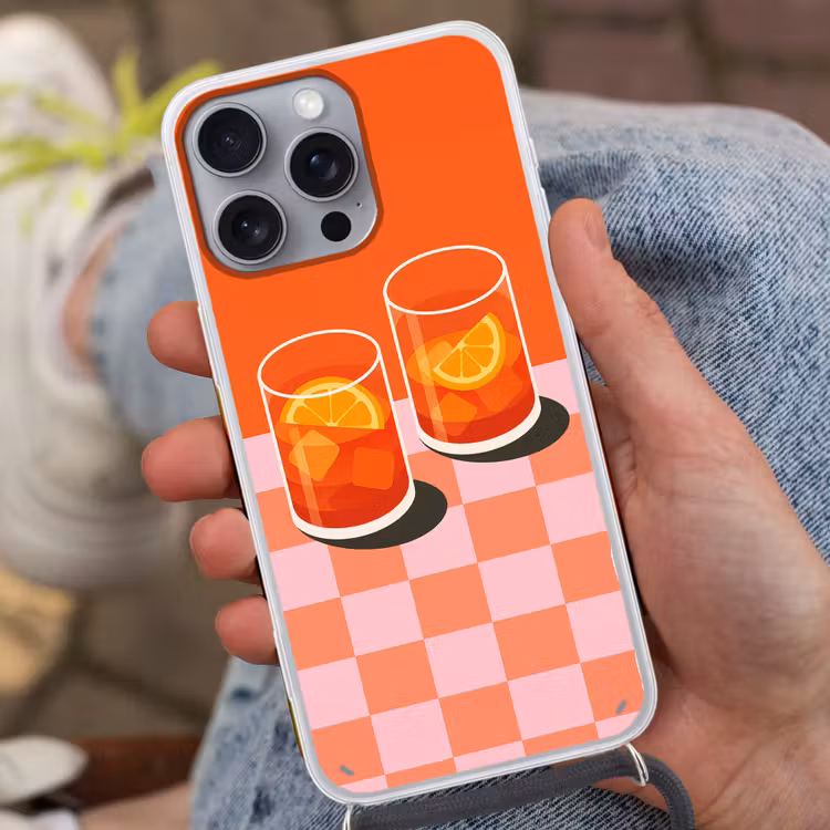Sinaasappel - Glazen - Oranje Hoesje iPhone 16 Pro Max met koord klein -sfeer3