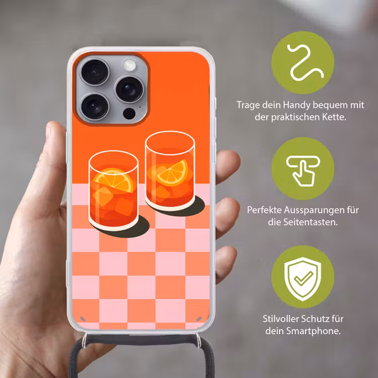 Sinaasappel - Glazen - Oranje Hoesje iPhone 16 Pro Max met koord klein -sfeer2_DE