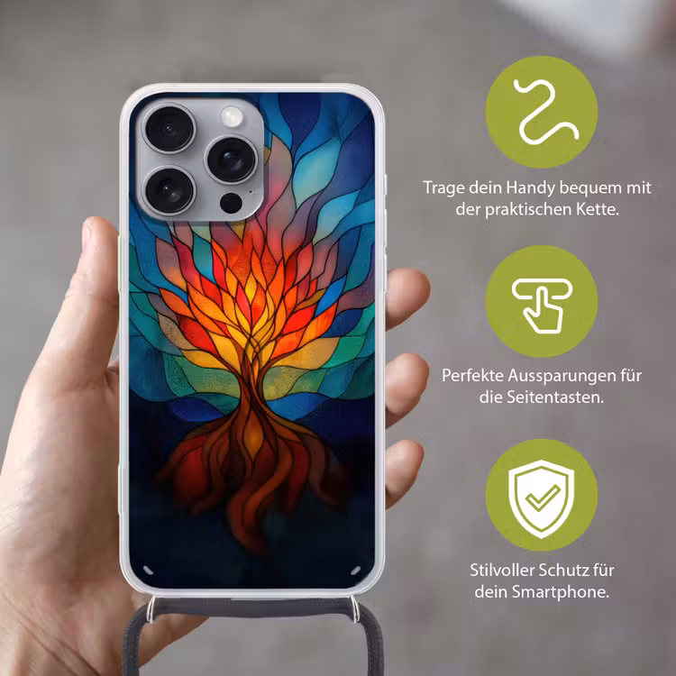 Sierglas - Boom - Rood - Vlakken Hoesje iPhone 16 Pro Max met koord klein -sfeer2_DE