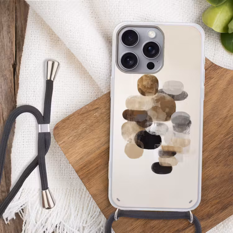 Ovaal - Kleurvlakken - Penseelstreken Hoesje iPhone 16 Pro Max met koord klein -sfeer4