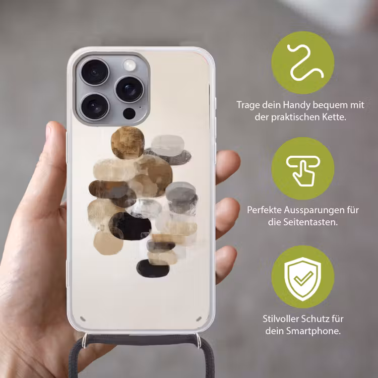 Ovaal - Kleurvlakken - Penseelstreken Hoesje iPhone 16 Pro Max met koord klein -sfeer2_DE