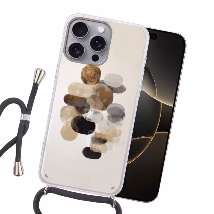 Ovaal - Kleurvlakken - Penseelstreken Hoesje iPhone 16 Pro Max met koord klein -sfeer1
