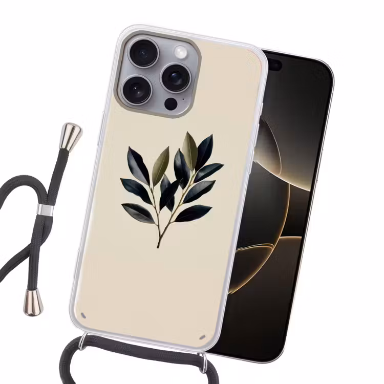 Ovaal - Olijfgroen - Simpel Hoesje iPhone 16 Pro Max met koord klein -sfeer1