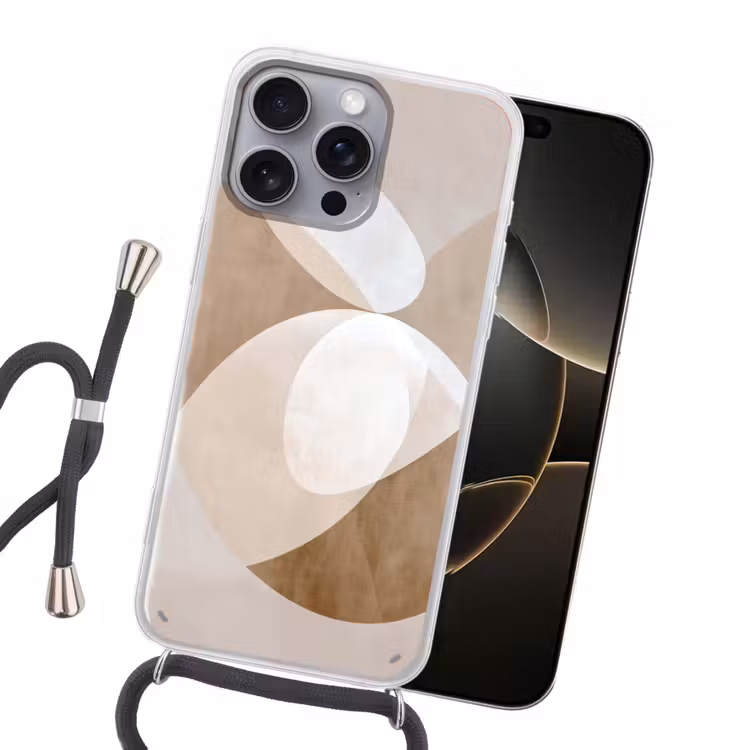 Ovale vormen - Transparant - Zachte overgang Hoesje iPhone 16 Pro Max met koord klein -sfeer1