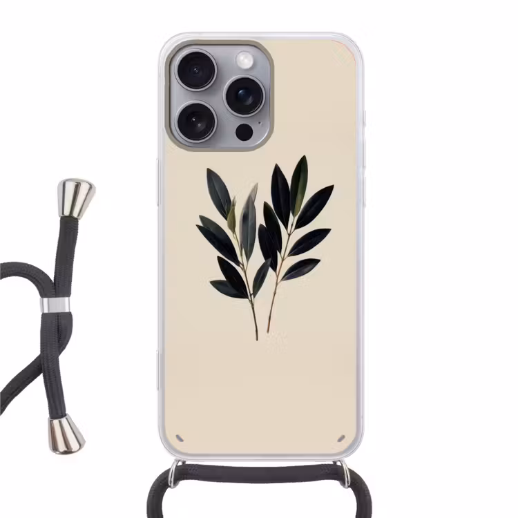 Ovaalvormige bladeren - Diep groen - Symmetrisch Hoesje iPhone 16 Pro Max met koord klein -3d